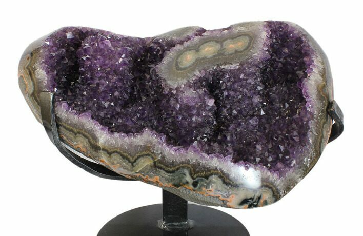 Amethyst Geode With Metal Stand - Uruguay #147934